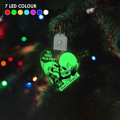 Till Death Do Us Part - Personalized Christmas Skull Shaped Led Acrylic Ornament