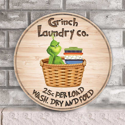 Laundry Co - Stole Christmas Round Wood Sign