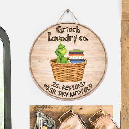 Laundry Co - Stole Christmas Round Wood Sign