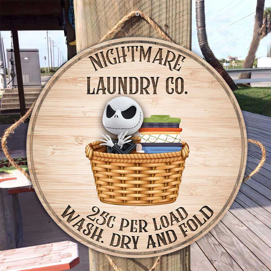 Laundry Co - Nightmare Round Wood Sign