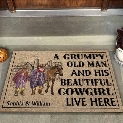 A Grumpy Old Man - Personalized Couple Horse Doormat