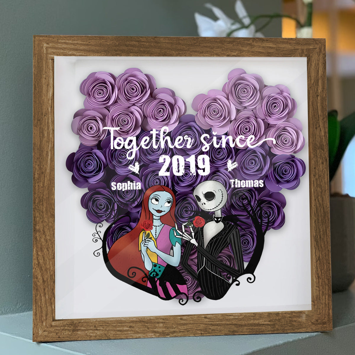 Together Sine - Personalized Nightmare Flower Shadow Box