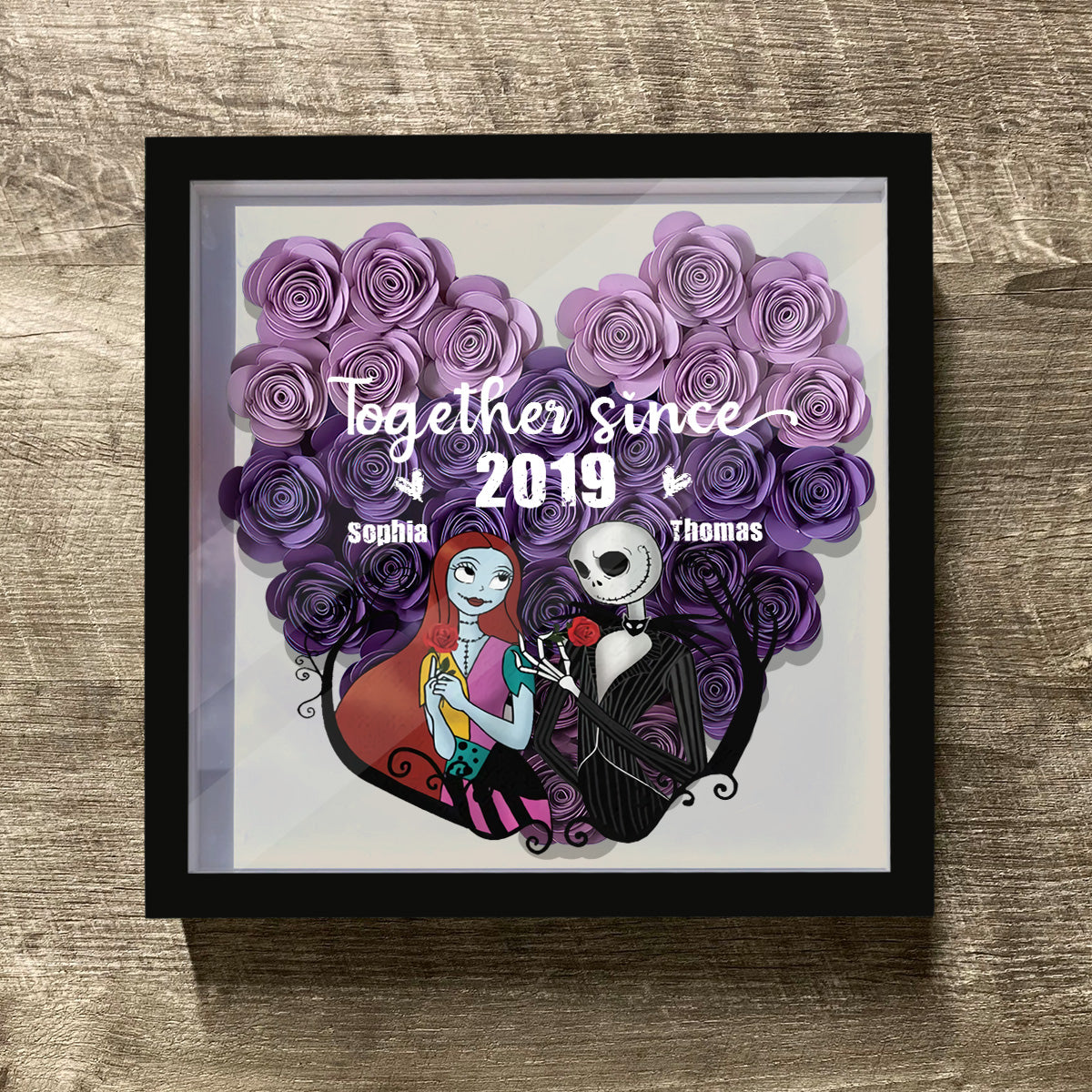 Together Sine - Personalized Nightmare Flower Shadow Box