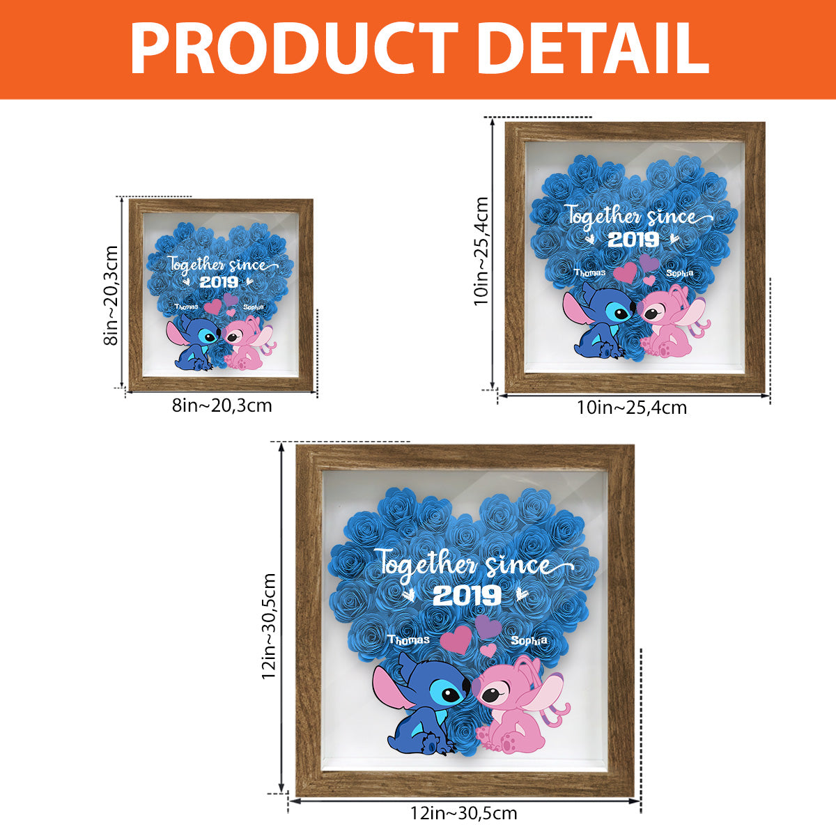 Together Sine - Personalized Ohana Flower Shadow Box