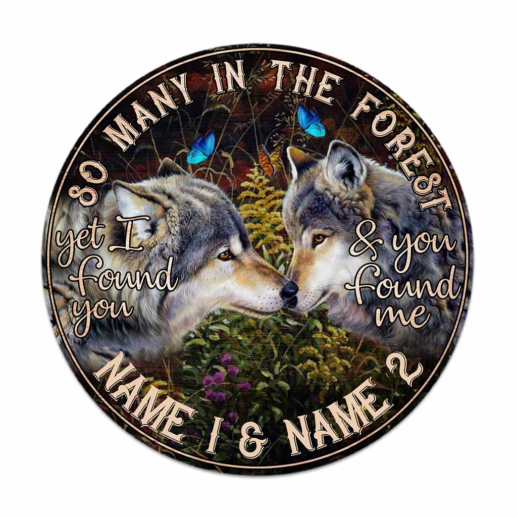 So Many In The Forest - Wolf Personalized Round Wood Sign