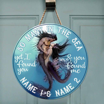 So Many In The Sea - Mermaid Personalized Round Wood Sign