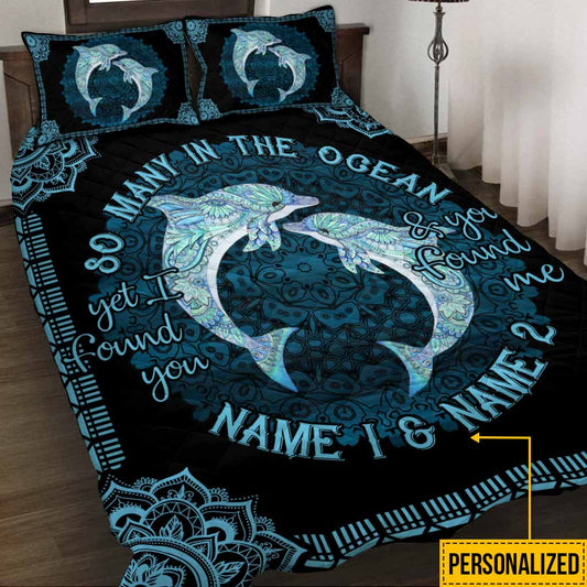 So Many In The Ocean Dolphin Lovers Personalized Quilt Set