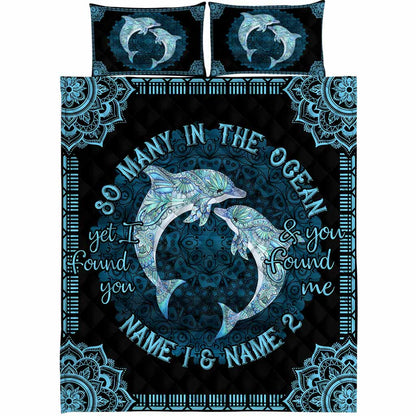 So Many In The Ocean Dolphin Lovers Personalized Quilt Set