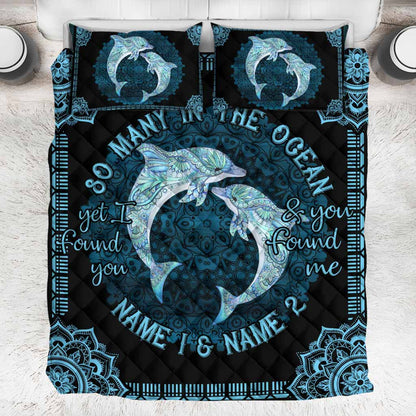 So Many In The Ocean Dolphin Lovers Personalized Quilt Set