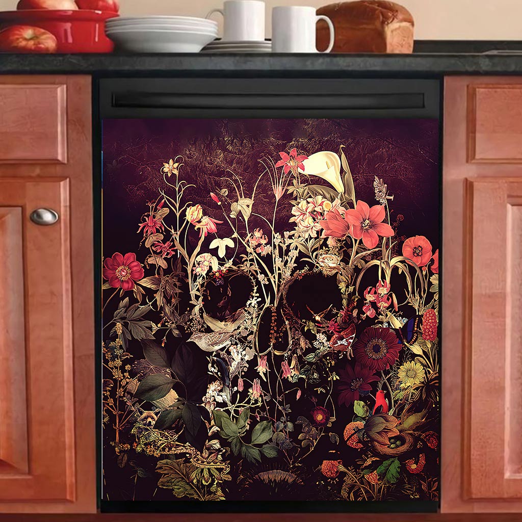 Boho Floral Skull - Skull Dishwasher Cover