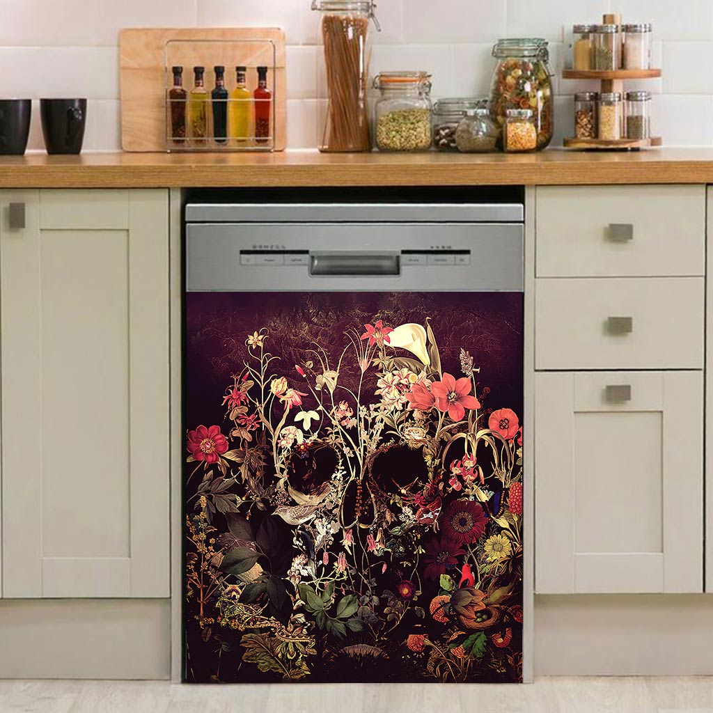 Boho Floral Skull - Skull Dishwasher Cover