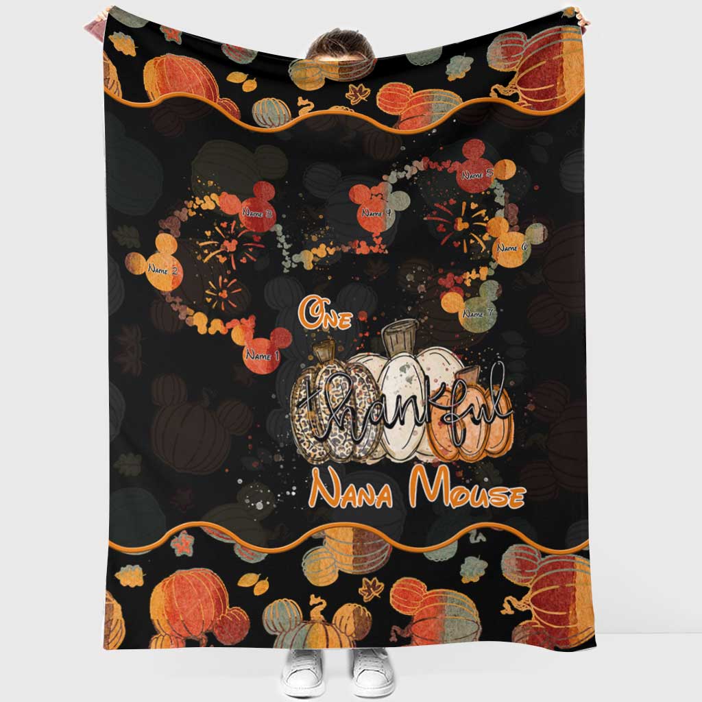 One Thankful Nana Mouse - Personalized Thanksgiving Grandma Blanket