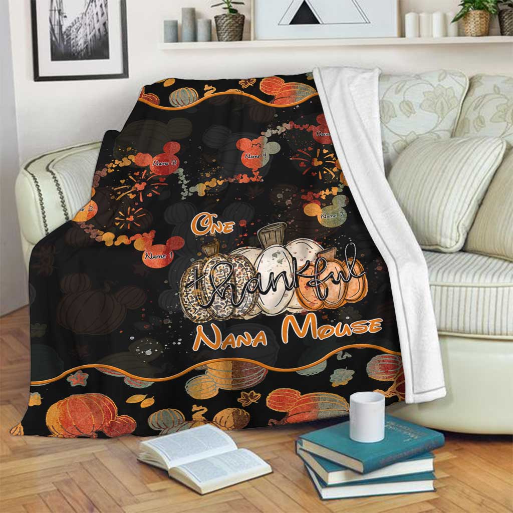 One Thankful Nana Mouse - Personalized Thanksgiving Grandma Blanket