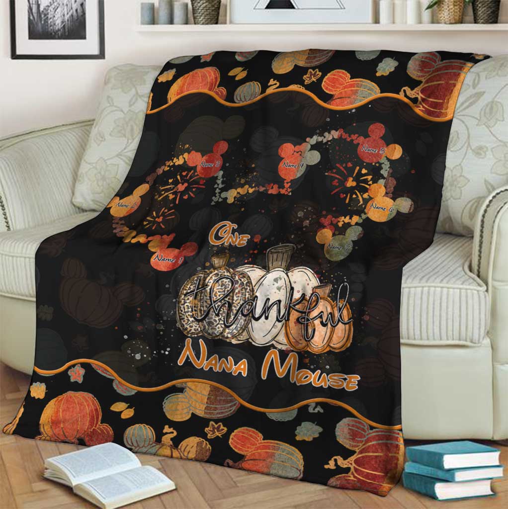 One Thankful Nana Mouse - Personalized Thanksgiving Grandma Blanket