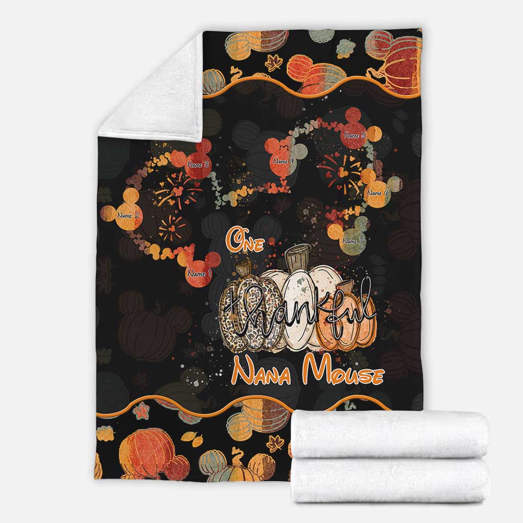 One Thankful Nana Mouse - Personalized Thanksgiving Grandma Blanket