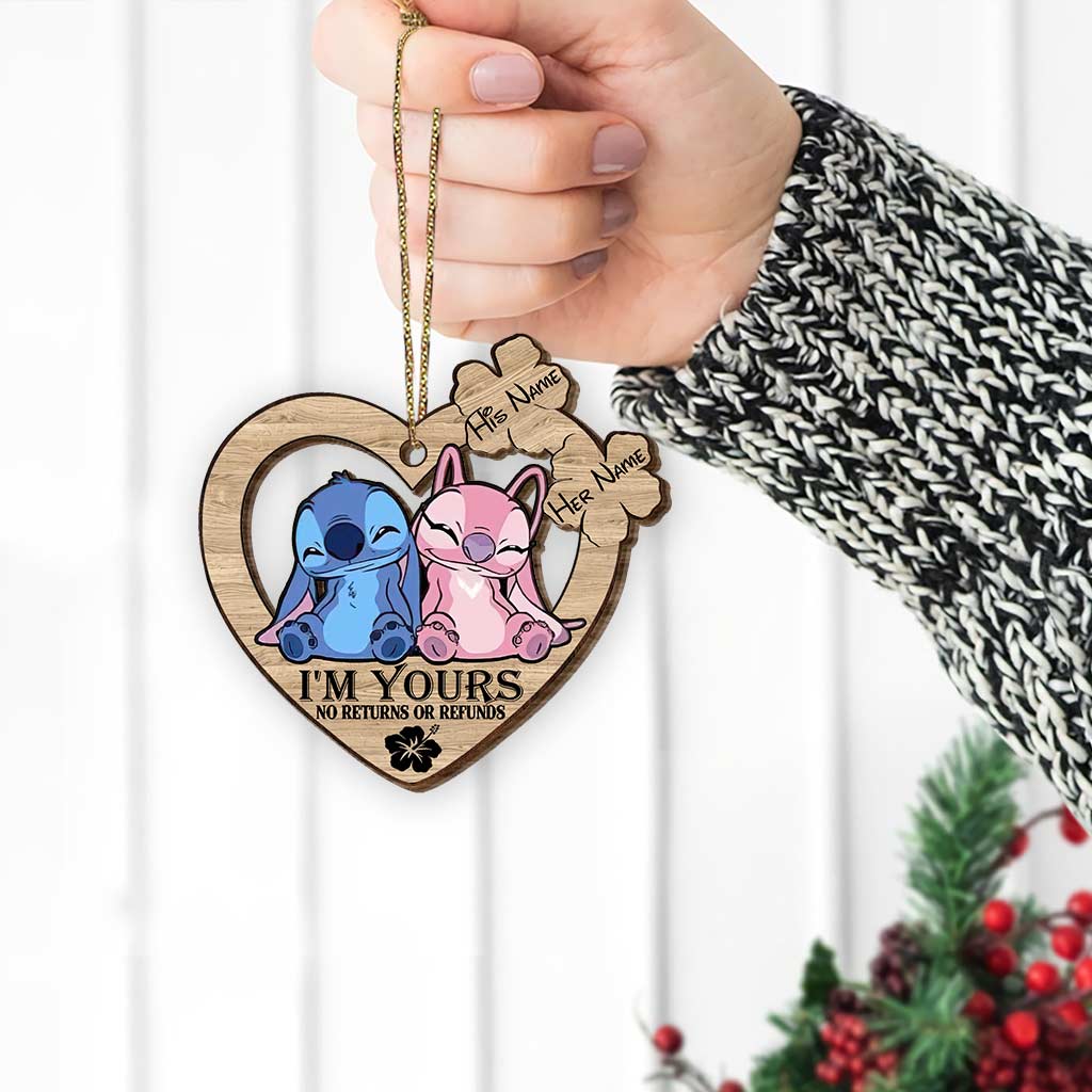 To My Love Ohana Couple - Personalized Christmas Ohana Wooden Card Pop Out Ornament