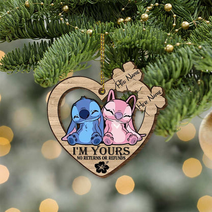 To My Love Ohana Couple - Personalized Christmas Ohana Wooden Card Pop Out Ornament