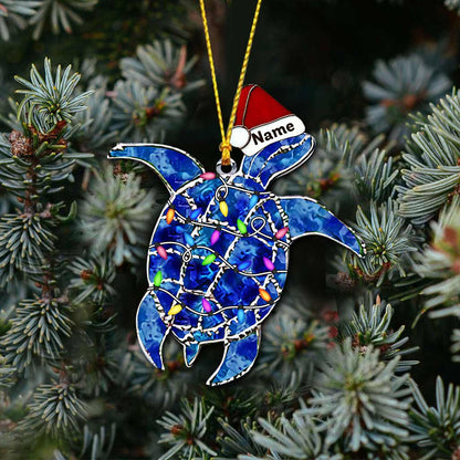 Jolly Turtle - Personalized Christmas Turtle Ornament With 3D Pattern Printed (Printed On Both Sides)