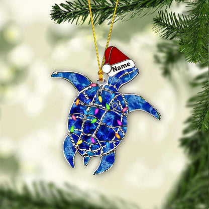 Jolly Turtle - Personalized Christmas Turtle Ornament With 3D Pattern Printed (Printed On Both Sides)