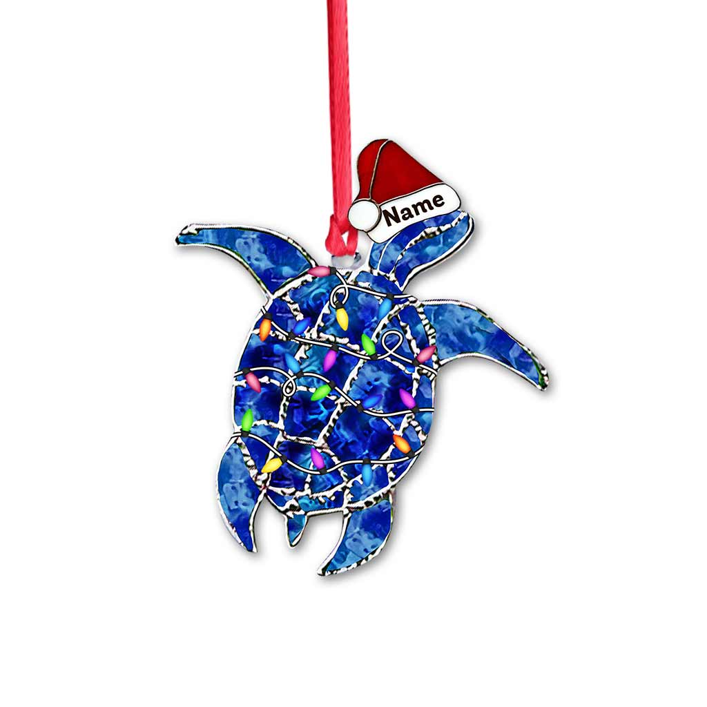 Jolly Turtle - Personalized Christmas Turtle Ornament With 3D Pattern Printed (Printed On Both Sides)