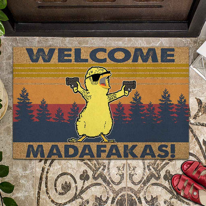 Welcome Madafakas - Chicken Coir Pattern Print Doormat