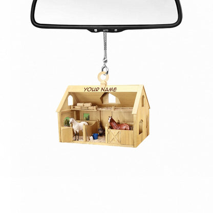 Horse Barn - Personalized Christmas Car Ornament With 3D Pattern Print (Printed On Both Sides)