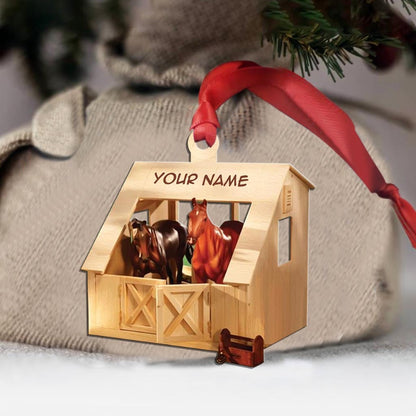 Horse Barn - Personalized Christmas Ornament With 3D Pattern Print (Printed On Both Sides)