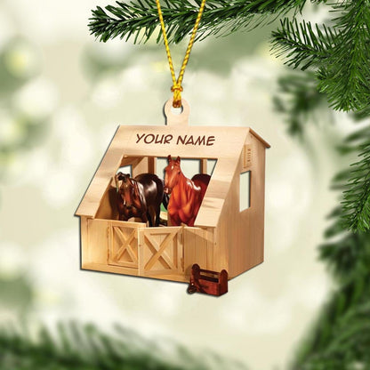 Horse Barn - Personalized Christmas Ornament With 3D Pattern Print (Printed On Both Sides)