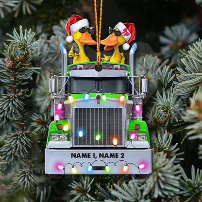 Trucker Duckies - Personalized Christmas Ornament (Printed On Both Sides)