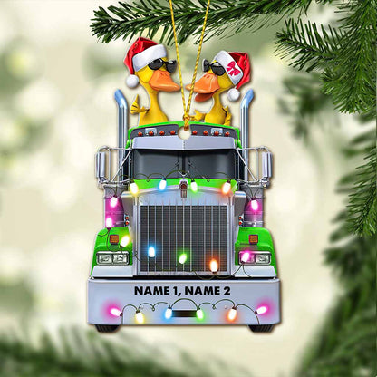 Trucker Duckies - Personalized Christmas Ornament (Printed On Both Sides)