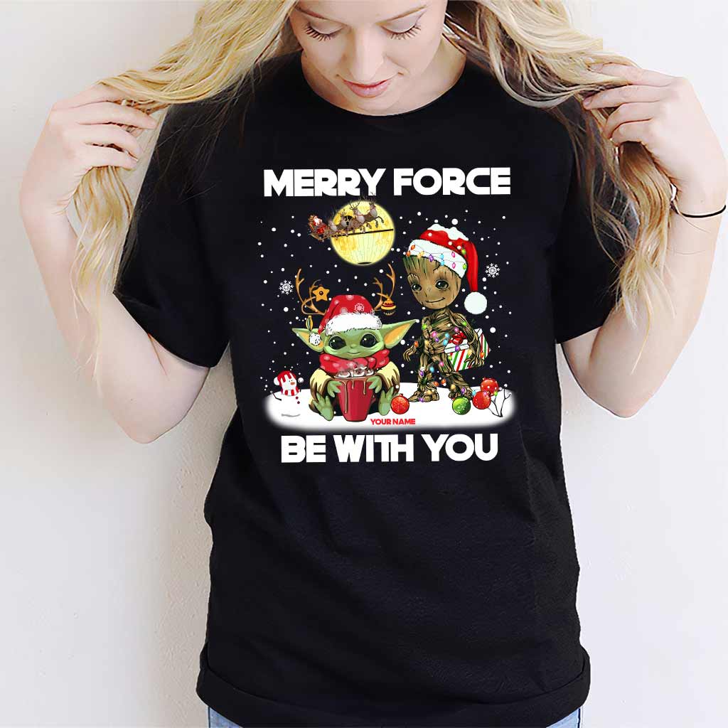 Merry Force Be With You - Personalized Christmas The Force T-shirt and Hoodie