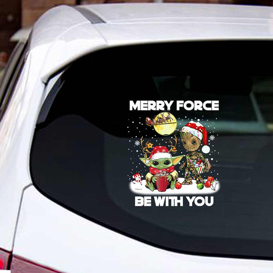 Merry Force Be With You - Christmas The Force Decal Full