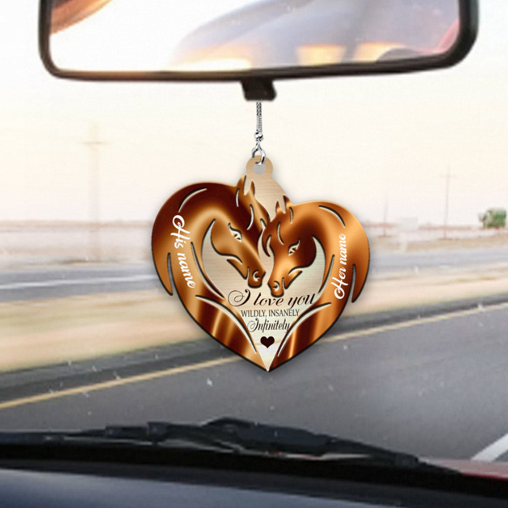 I Love You Wildly Insanely - Personalized Couple Horse Car Ornament (Printed On Both Sides)