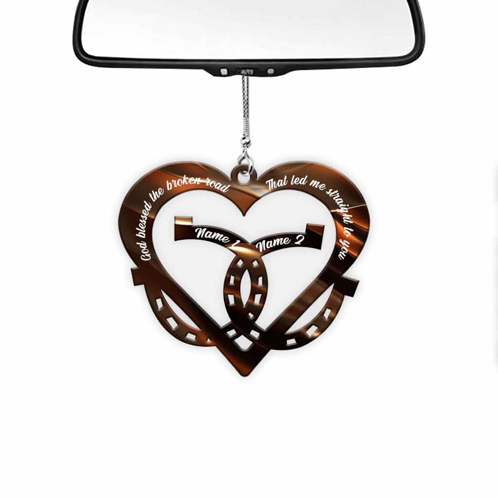 God Blessed The Broken Road - Personalized Couple Horse Transparent Car Ornament