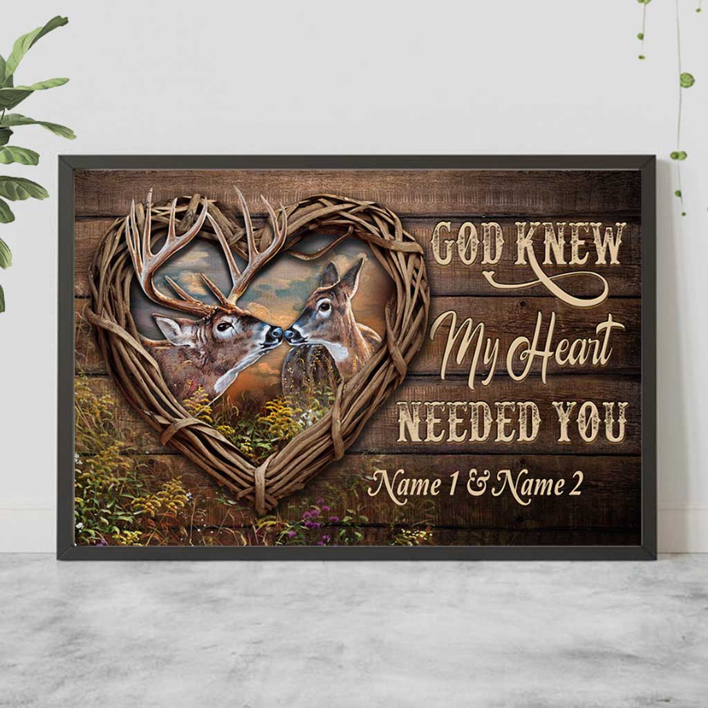 God Knew My Heart Needed You - Personalized Couple Hunting Poster