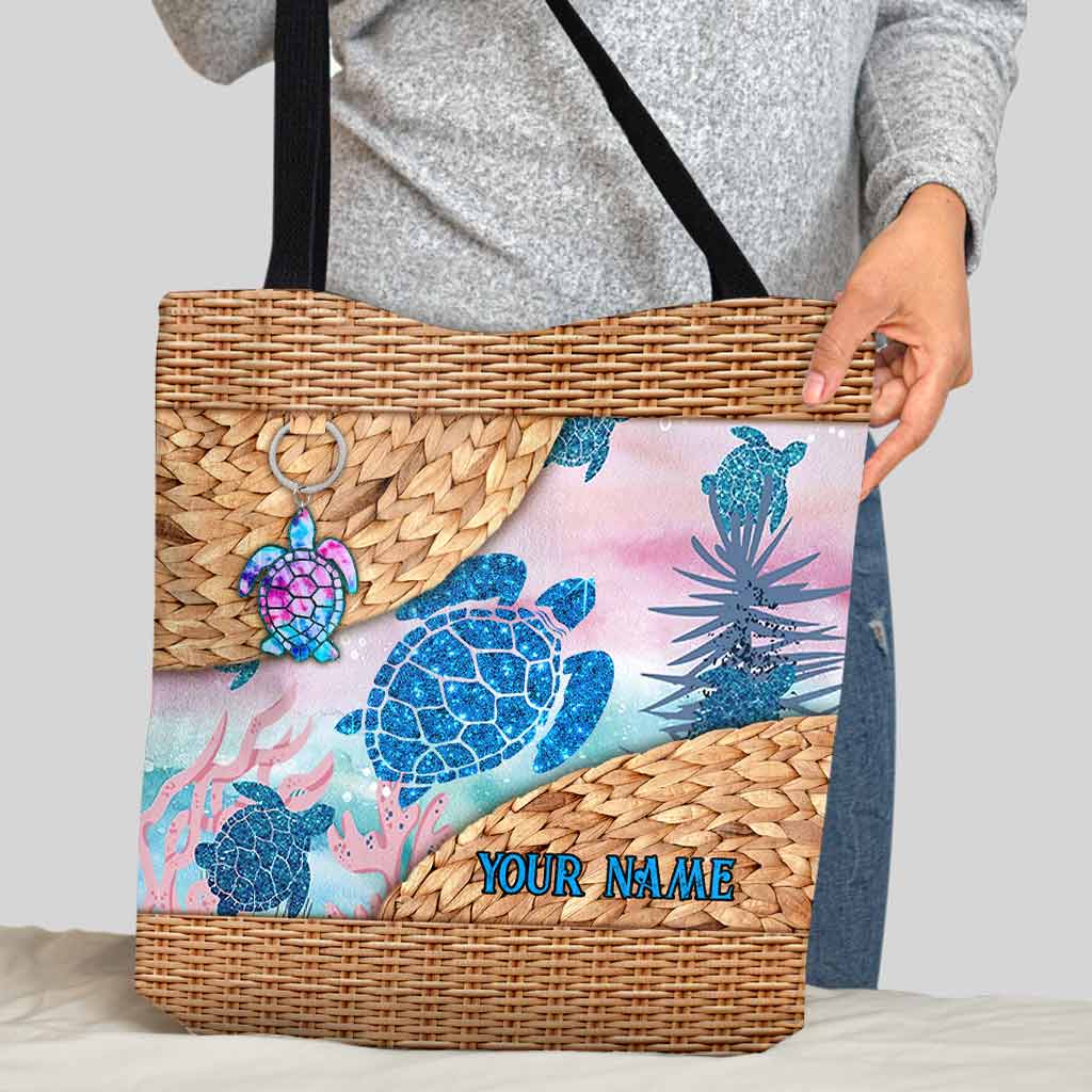 A Girl Who Loves Turtles - Personalized Turtle Tote Bag With 3D Pattern Print