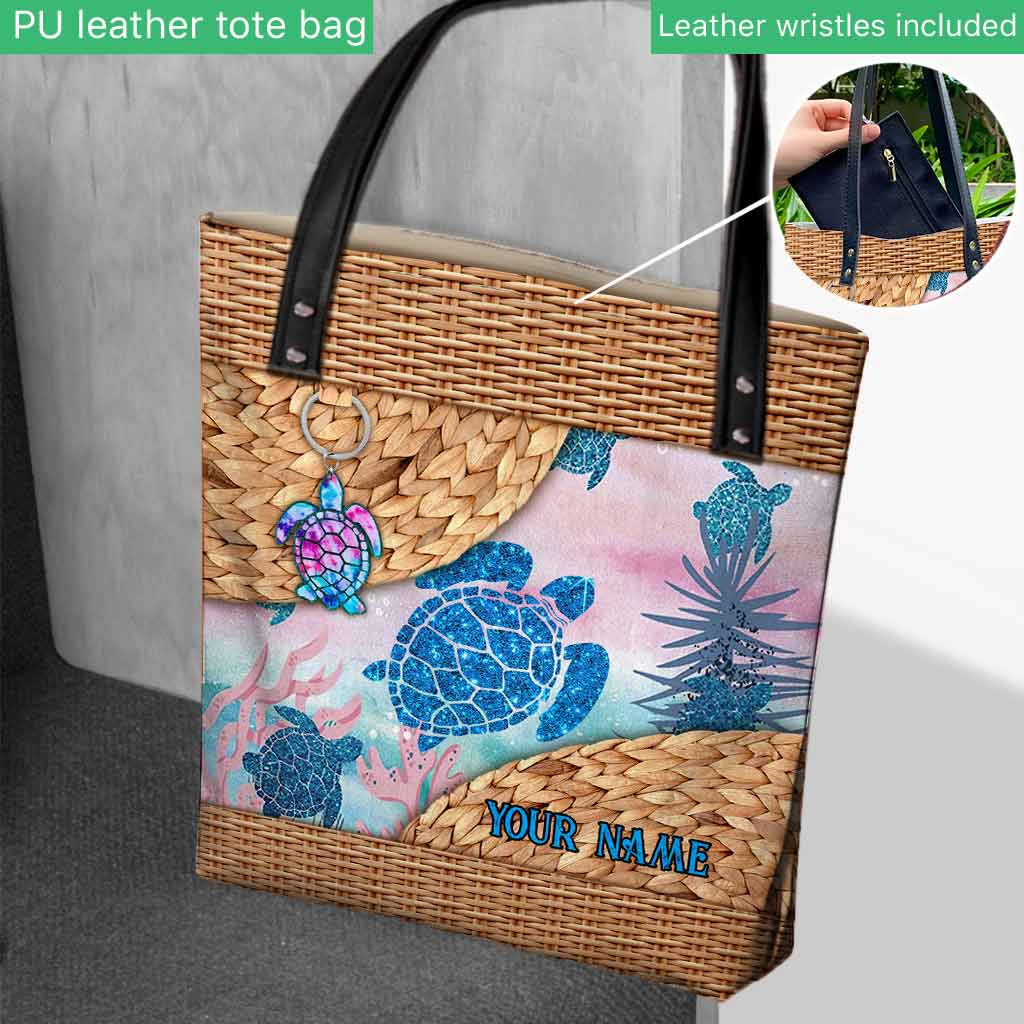 A Girl Who Loves Turtles - Personalized Turtle Tote Bag With 3D Pattern Print