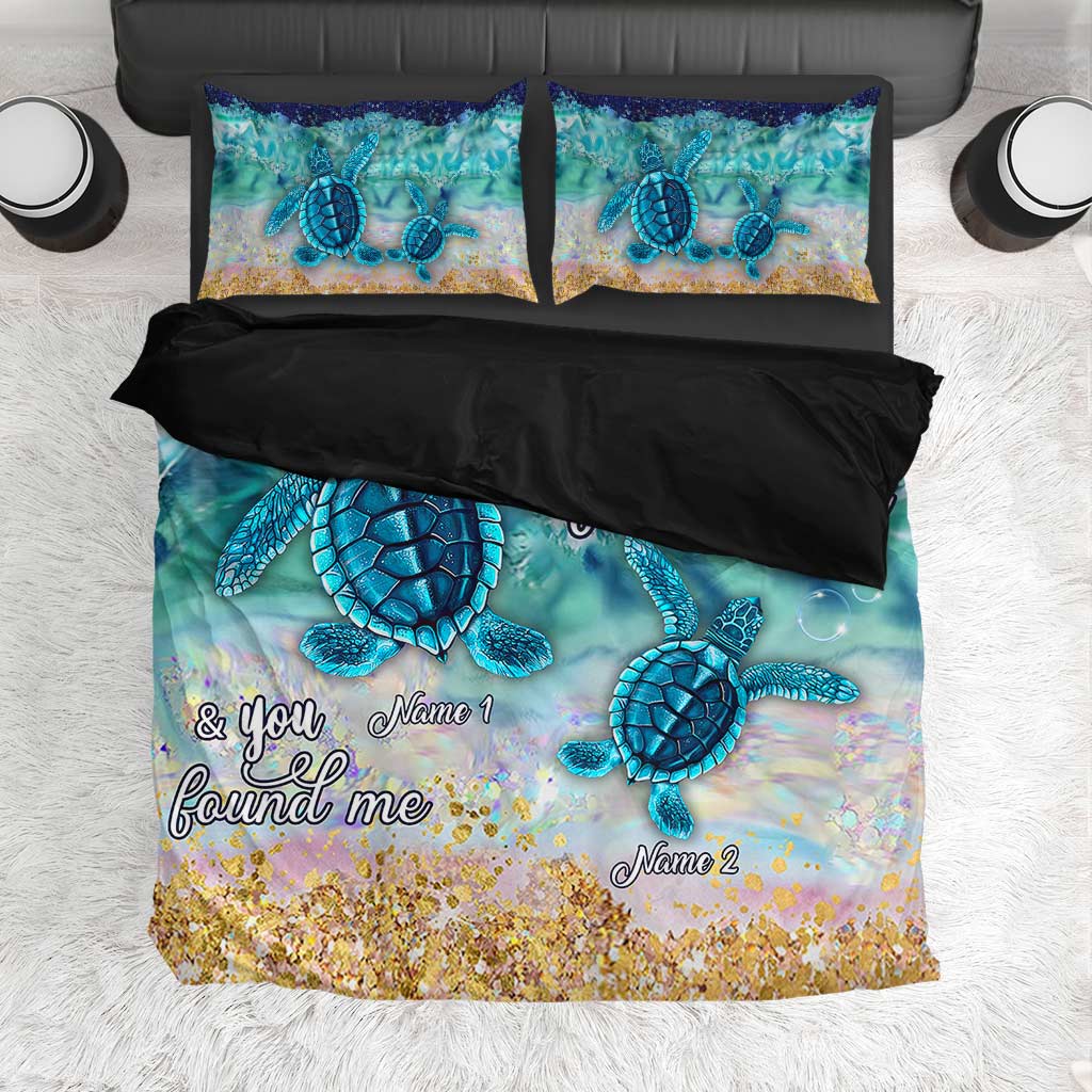 Sea Turtle Ocean Beach Crashing Waves - Personalized Turtle Bedding Set