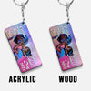 World&#39;s Best Black Dad - Personalized Father&#39;s Day African American Keychain (Printed On Both Sides)