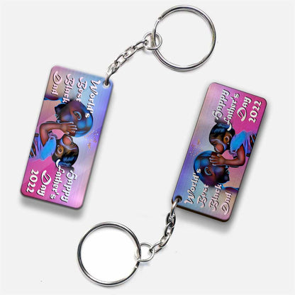 World's Best Black Dad - Personalized Father's Day African American Keychain (Printed On Both Sides)