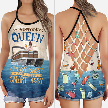 Pontoon Queen - Personalized Cross Tank Top