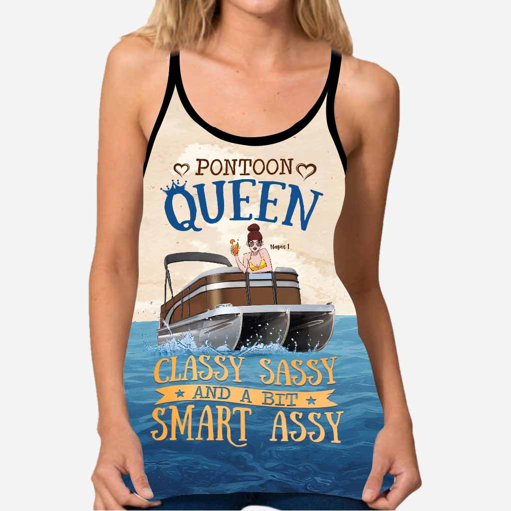 Pontoon Queen - Personalized Cross Tank Top