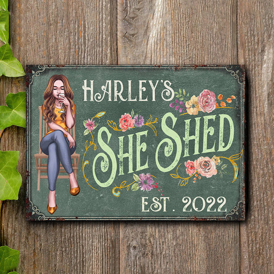 She Shed - Personalized Gardening Rectangle Metal Sign