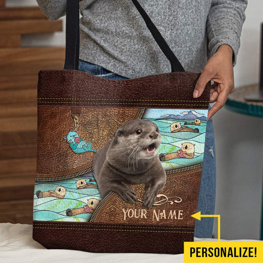 Love Otters Personalized Tote Bag