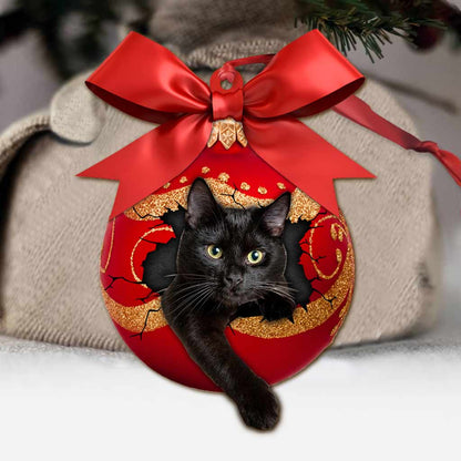 Naughty Black Cat - Christmas Ornament With 3D Pattern Print (Printed On Both Sides)