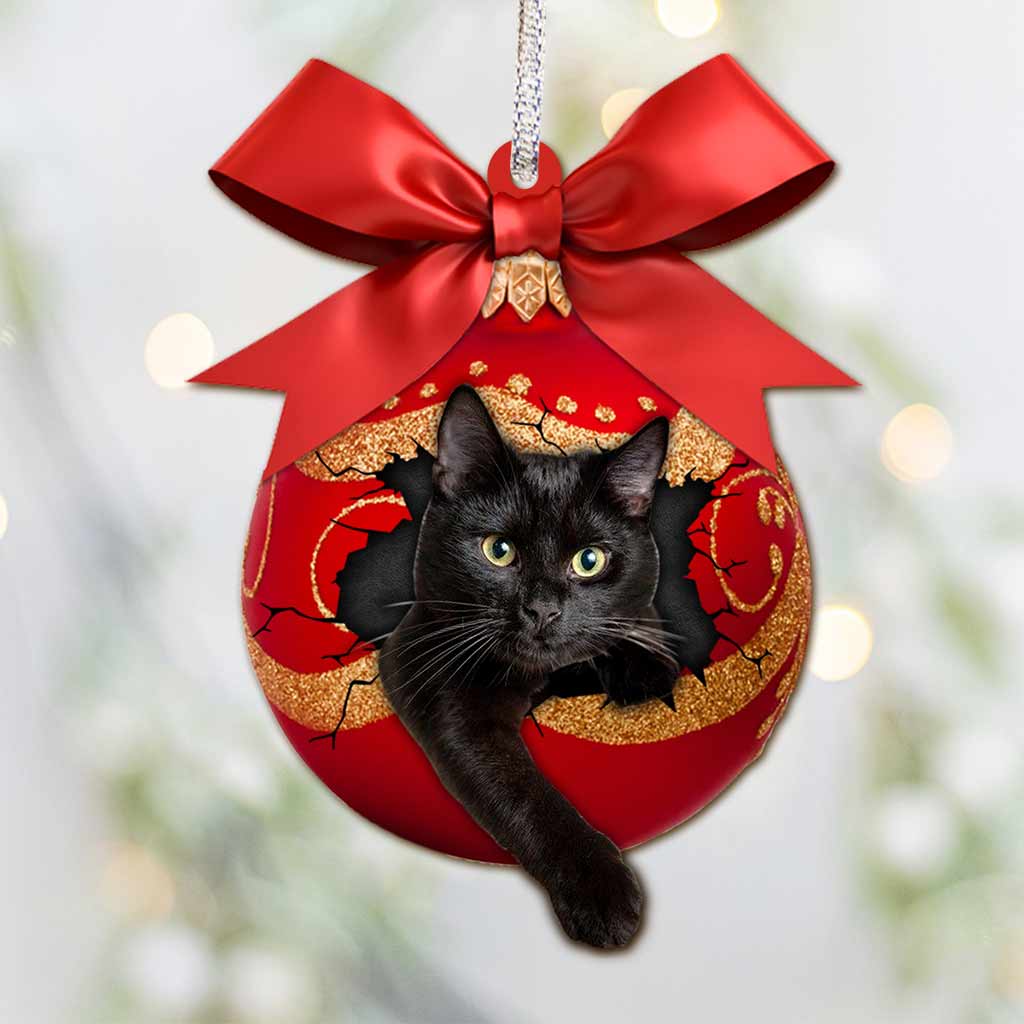 Naughty Black Cat - Christmas Ornament With 3D Pattern Print (Printed On Both Sides)