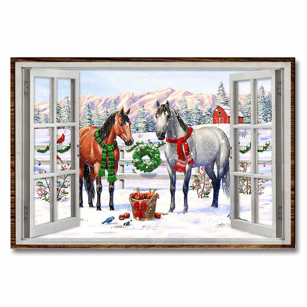 Love Horse Winter Barn - Christmas Poster