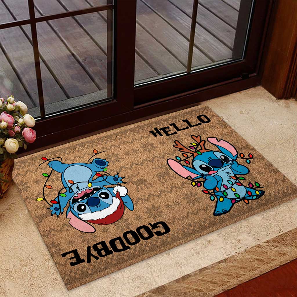 Hello Goodbye - Christmas Ohana Doormat With Coir Pattern Printed