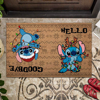 Hello Goodbye - Christmas Ohana Doormat With Coir Pattern Printed