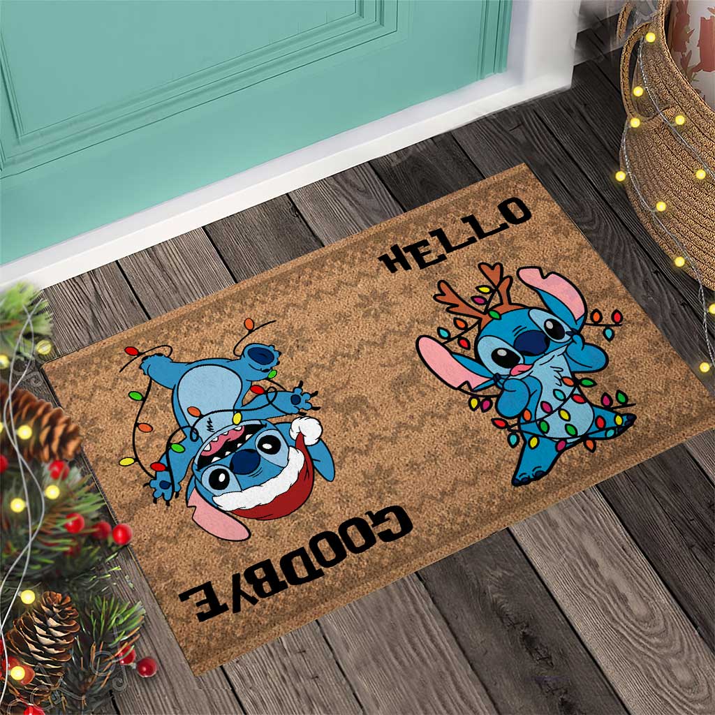 Hello Goodbye - Christmas Ohana Doormat With Coir Pattern Printed